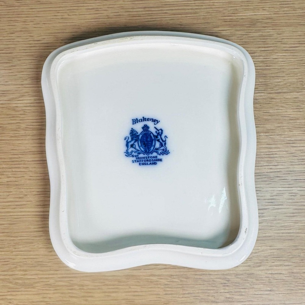 VTG Blakeney Ironstone Flow Blue Rose Cheese Keeper Dish Staffordshire England - Picture 6 of 15